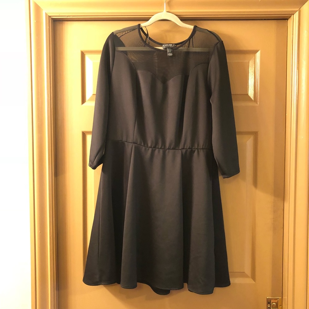 F21 Plus Black Dress Scalloped Neckline
